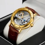 Vintage Mechanical Watches Golden Bridge Skeleton Automatic Mens Watch Luxury