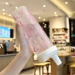 500/850ML Bow Straw Water Bottles For Girls Cute Plastic Drinking Water - Image 4