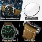 POEDAGAR Fashion Luxury Men Wristwatch Waterproof Luminous Chronograph - Image 4