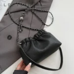 LEFTSIDE Women Small PU Leather Bucket Shoulder Bag 2025 New Luxury Crossbody Bag