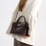 Genuine Leather Top Handle Crossbody Bag for Women Vintage Oil Wax Leather - Image 5