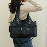 2024 Women High Quality Leather Shoulder Bag Top-handle Bags Casual Large Capacity - Image 3