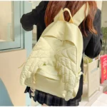 Cute Angel Wings Quilted Backpack Fashion Nylon School Bag Stylish Embroidered - Image 3