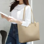 High Quality Brand Solid Color Handbag Soft PU Leather Shoulder Bags for Women Large - Image 3