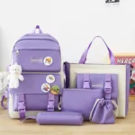5PCS Kit Backpack Female Fashion Lady High Capacity Waterproof College