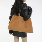 LEFTSIDE Large Capacity Suede Fabric Simple Tote Bag for Women Shoulder Bags - Image 2