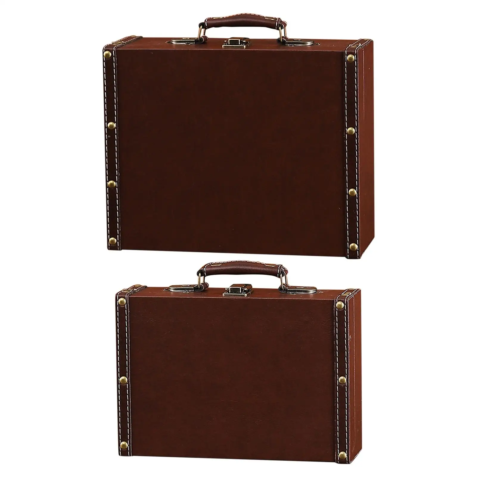 kf-Sc35b51c92f974eefaeb1b1f403b5f940Z Antique Suitcase Vintage treasure Chests Decorative Storage Box Leather - Image 1