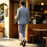 Men's Linen Stand Collar Suit 2-Piece Blazer & Pants Set Slim Fit Business Casual - Image 5