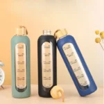 32oz 1L Time-marked Glass Water Bottles Portable Drink Bottle - Image 2