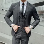 Solid Color Suit Men's Fashionable Gentleman Business Banquet Korean-style Formal Dress - Image 4