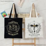 Fourth Wing Handbags Women Basgiath War College Pattern Canvas Tote Bags