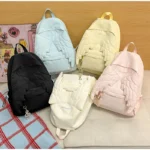 Cute Angel Wings Quilted Backpack Fashion Nylon School Bag Stylish Embroidered - Image 6