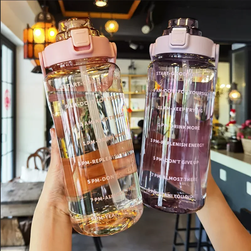 kf-Sc8f1518bcf9845449256a1aaf3625ed3W 2L Sports Water Bottle with Straw Portable Large Capacity Water bottles Fitness - Image 1