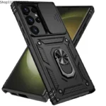 Stand Rotating Slide Camera Lens Military Grade Armor Case For Samsung S25 S24 S23 - Image 3