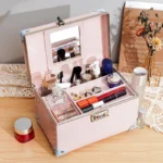 New trendy vintage handbag popular password lock makeup case large - Image 3