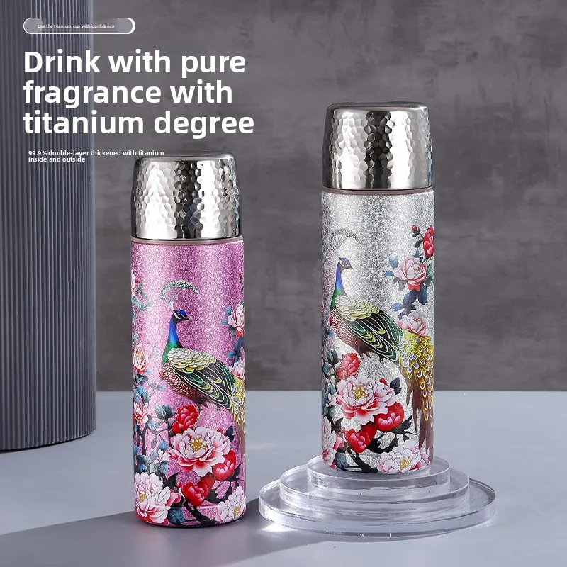 kf-Sd38247914d284992ba46ec8a723bee644 500ML New Guochao Peacock Titanium Coated Thermos Cup Vacuum Flasks - Image 1