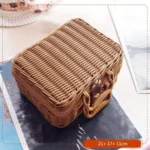 1 Pcs Rattan Baskets Picnic Storage Basket Wicker Suitcase With Hand Gift Box - Image 2