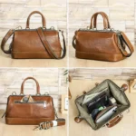 CONTACT'S Genuine Leather Shoulder Bags for Women Luxury Designer Doctor Bags - Image 2