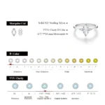 ATTAGEMS 2023 Marquise 1CT Moissanite Ring Real 925 Sterling Silver Rings for Women - Image 2