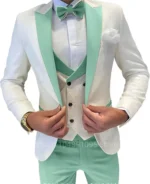 Fashion Jacquard Men's Formal Groom Suits 3 Pieces Men Suits Peak Lapel Single