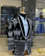 Shiny Luxury Crystal Diamond Men Suits 2 Pieces Sets Wedding Groom Tuxedo Glitter Male