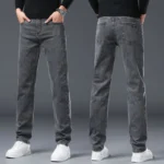 Men's Slim Jeans Korean Fashion Elastic Straight Casual Denim Pants Comfortable - Image 2