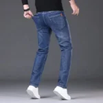 2024 Summer Thin Men's Elastic Cotton Jeans Fashion Gray Comfortable Business - Image 5