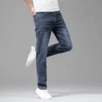 Summer Thin Men's Elastic Cotton Jeans Fashion Gray Comfortable Business - Image 5