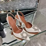 2026 Spring Autumn EU US Satin Slingback Women Sandals Pointed Flared Heels Sun - Image 4