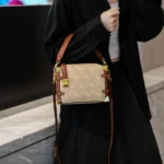 Diaper Bag Trendy Textured Leather Satchel Elegant Crossbody Bag - Image 2