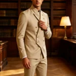 Men's Double Breasted Stand Collor Suit 2 Pieces Blazer Pants Set Slim Fit Business - Image 5