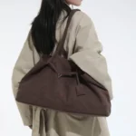 LEFTSIDE Large Capacity Suede Fabric Simple Tote Bag for Women Shoulder Bags - Image 4