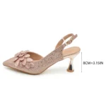2024 Nigerian Style Rhinestone Medium Heeled Sandals for Women Fashion Wedding - Image 3