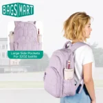 BAGSMART School Backpacks for Girl Quilted Casual Daypack Water-Resistant - Image 2