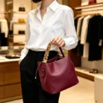 2026 New Light Luxury Drawstring Bucket Bag Trendy Gold Letter Handheld - Image 3