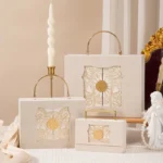 European Baroque Suede Gift Box Flip Up Double Open Hand Gifts Metal - Image 6
