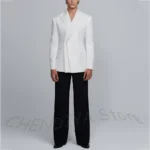 White And Black Unique Suits For Men Groom Wedding Handsome Peaked Lapel