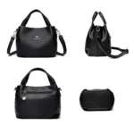 Women Soft Leather Top-Handle Bags Luxury Designer Handbag Solid Color Ladies - Image 5