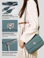 Zency Women's Genuine Leather Top-Handle Bag Simple Fashion Envelope Luxury - Image 4