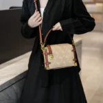 Diaper Bag Trendy Textured Leather Satchel Elegant Crossbody Bag - Image 3