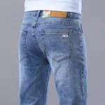 Spring Men's Light Blue Slim Jeans Stylish Casual Stretch Fabric DenimGray - Image 2