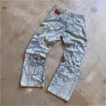 Y2K Fashion Denim Pants Art Classic Pattern Colossal Angel Jeans Retro Gothic
