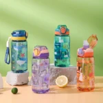 600ml Dinosaur Water Bottle For Kids Water Sippy Cup With Silicone Straw