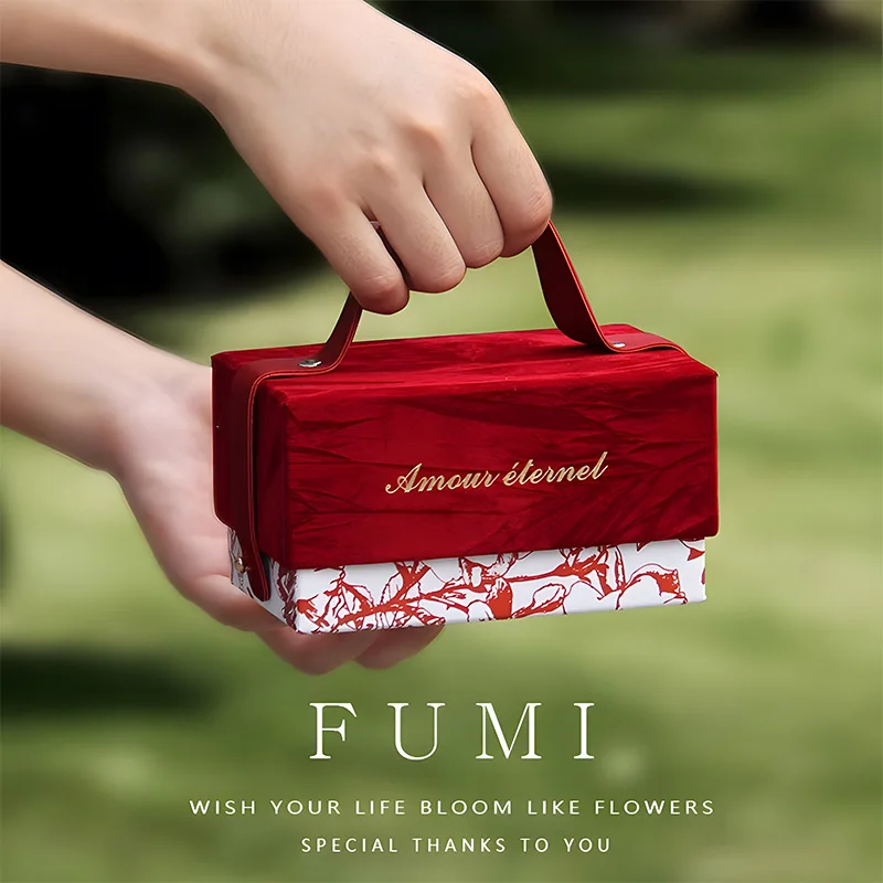 kf-Sf27128940912461ca4ef1e1d102bbf46o Creative Rivet Handheld Box Ins Style Romantic Velvet Premium Wedding Engagement - Image 1