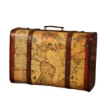 Vintage Suitcase with Handle Suitcases Photo Props Wooden Trunk Decorative Box