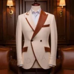 Luxury Men Suits Contrast Color Classic Design Peaked Lapel Slim Fit Business