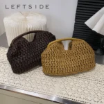 LEFTSIDE Weave Straw Shoulder Bags for Women 2026 Summer Luxury Designer Small Hand - Image 5