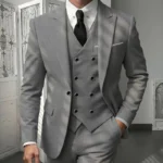 Men's Classic 3-Piece Suit Set - Slim Fit Notched Lapel Blazer with Vest & Pants - Image 3