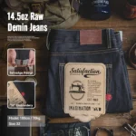 Maden Retro 14.5oz Selvedge Raw Denim for Men's Jeans with YKK Zipper