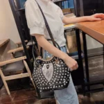 Designer Brand Crossbody Bucket Bag New Fashion Diamond Hand Shoulder - Image 2